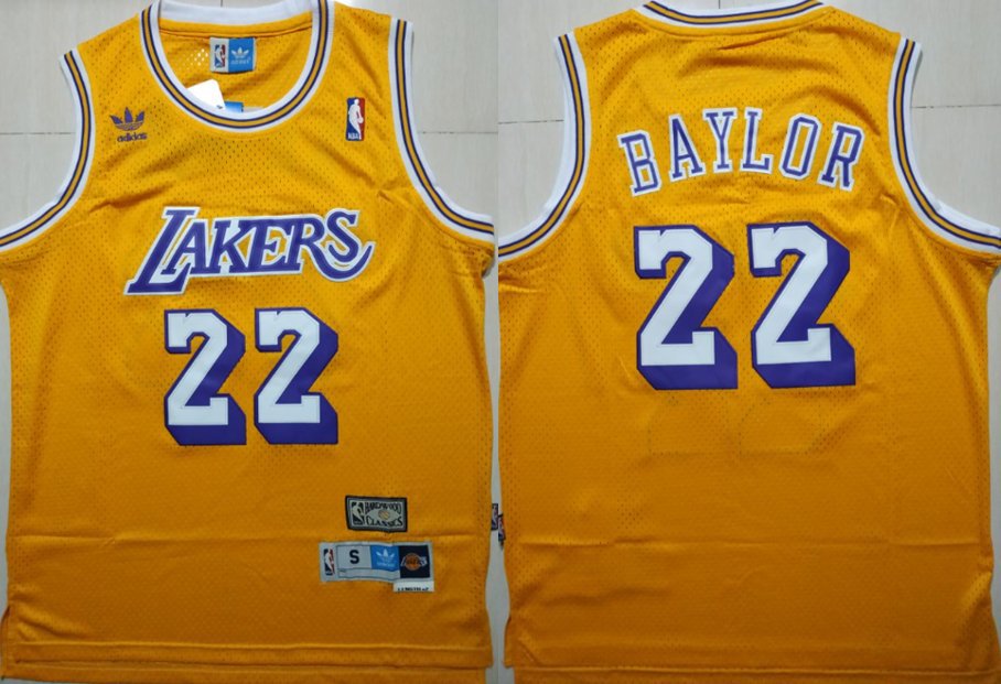 Men's Los Angeles Lakers Elgin Baylor Yellow Throwback Basketball Jerseys Embroidered