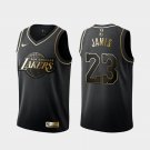 Men's Los Angeles Lakers LeBron James Black Golden Edition Jersey Embroidered