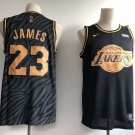 Men's Los Angeles Lakers LeBron James Black Shadow Basketball Jersey Embroidered