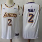 Men's Los Angeles Lakers Lonzo Ball White Basketball Jersey Embroidered