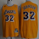 Men's Los Angeles Lakers Magic Earvin Johnson Yellow Throwback Basketball Jersey Embroidered