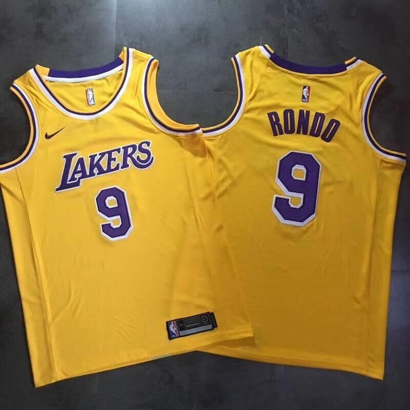 Men's Los Angeles Lakers Rajon Rondo Yellow Basketball Jersey Embroidered