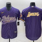 Men's Los Angeles Lakers Team Big Logo Purple Cool Base With Patch Stitched Baseball Jersey