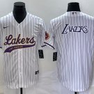 Men's Los Angeles Lakers White Team Big Logo Cool Base With Patch Stitched Baseball Jersey