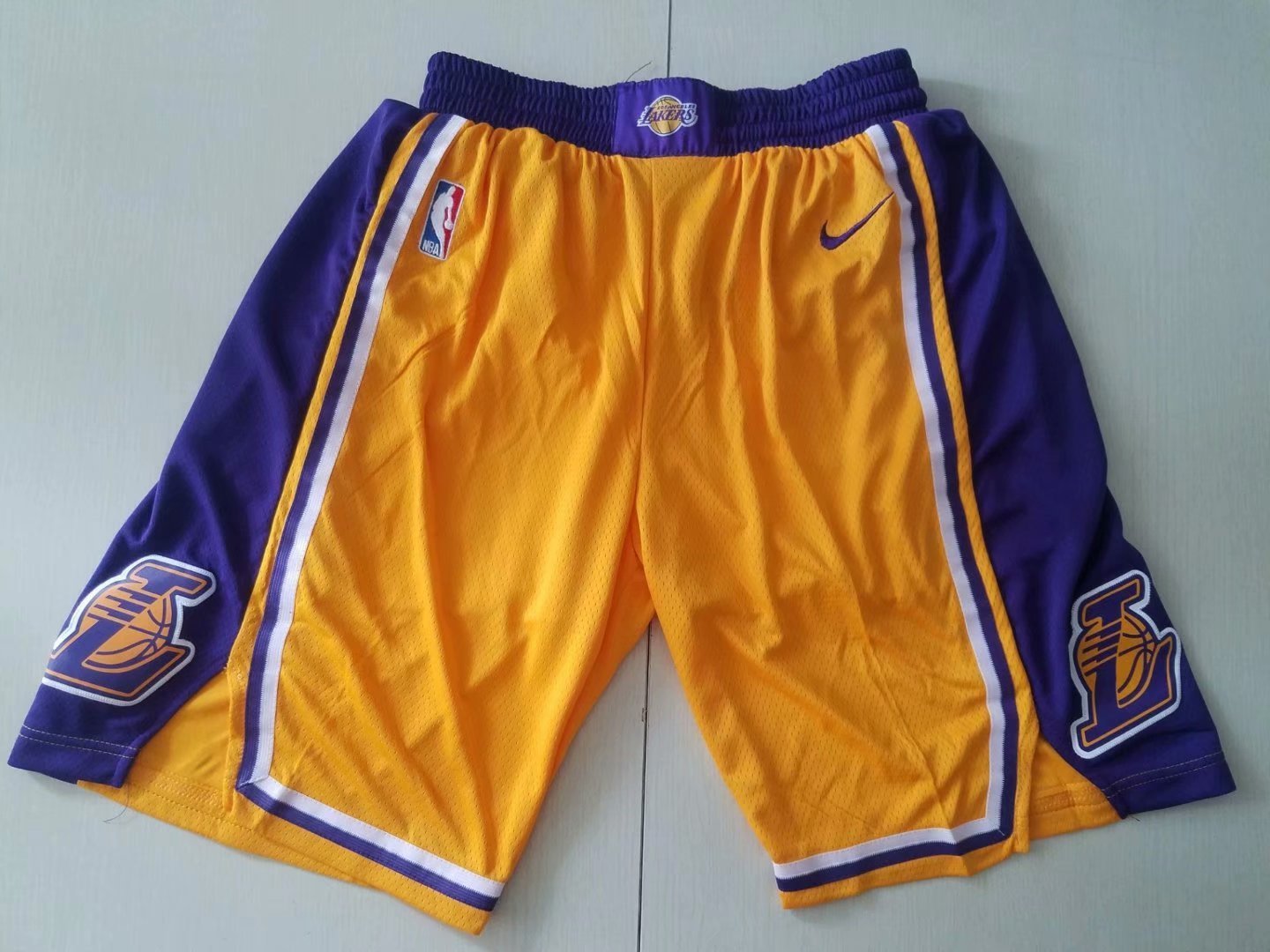 Men's Los Angeles Lakers Yellow Basketball Shorts Embroidered