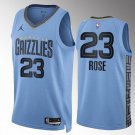 Men's Memphis Grizzlies #23 Derrick Rose Blue Statement Edition With NO.6 Patch Stitched Jersey