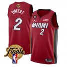 Men's Miami Heat #2 Gabe Vincent Red 2023 Finals Statement Edition With NO.6 Patch Stitched Jersey