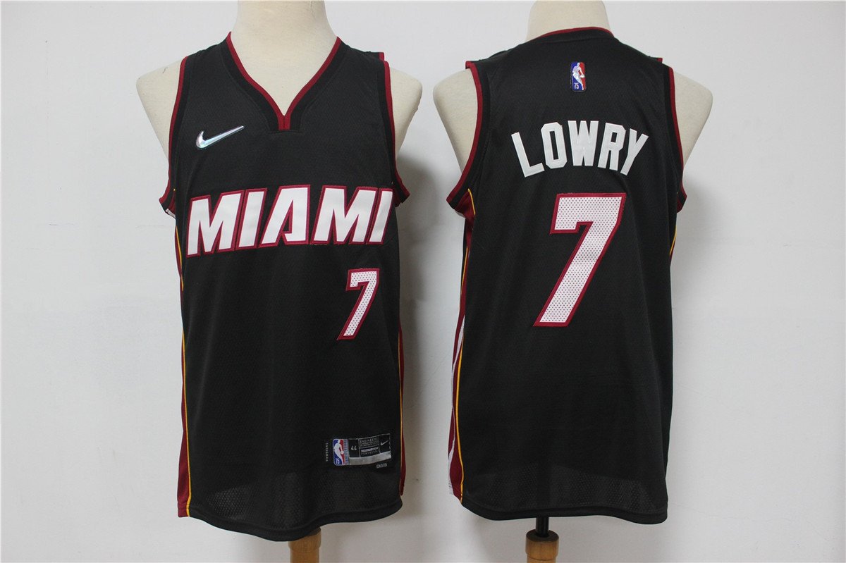 Men's Miami Heat #7 Kyle Lowry Black 75th Anniversary Diamond 2021 Stitched Jersey