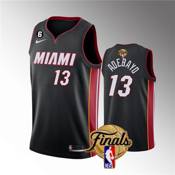 Men's Miami Heat #13 Bam Adebayo Black 2023 Finals Icon Edition With NO.6 Patch Stitched Jersey