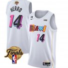 Men's Miami Heat #14 Tyler Herro White 2023 Finals City Edition With NO.6 Patch Stitched Jersey