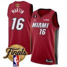 Men's Miami Heat #16 Caleb Martin Red 2023 Finals Statement Edition With NO.6 Patch Stitched Jersey