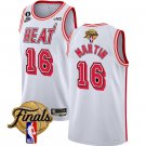 Men's Miami Heat #16 Caleb Martin White 2023 Finals Classic Edition With NO.6 Patch Stitched Jersey