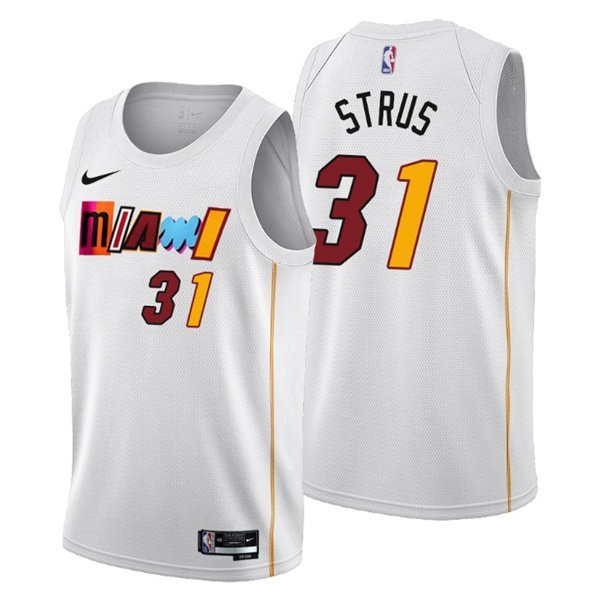 Men's Miami Heat #31 Max Strus 202223 White City Edition Stitched Jersey