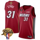 Men's Miami Heat #31 Max Strus Red 2023 Finals Statement Edition With NO.6 Patch Stitched Jersey