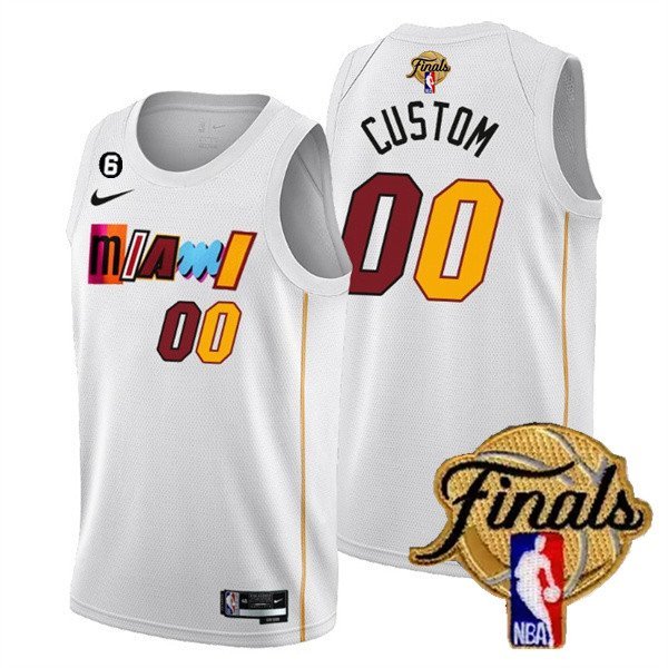 Men's Miami Heat Active Player Custom White 2023 Finals City Edition With NO.6 Patch Stitched Jersey