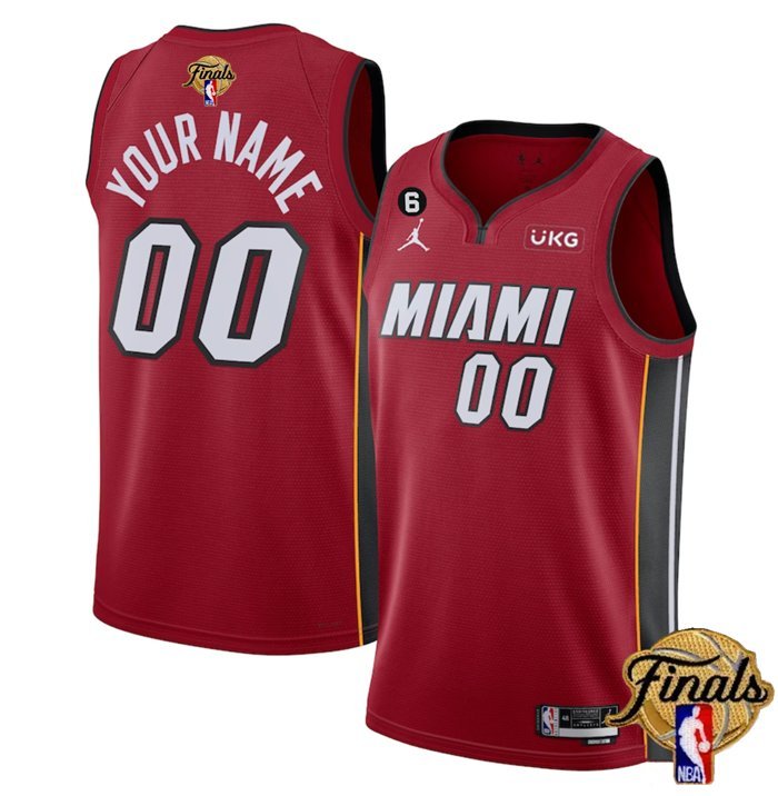 Men's Miami Heat Customized Red 2023 Finals Statement Edition With NO.6 Patch Stitched Jersey