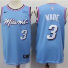 Men's Miami Heat Dwyane Wade Blue Basketball Jersey Embroidered