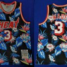 Men's Miami Heat Dwyane Wade Flowers Throwback Basketball Jersey Embroidered