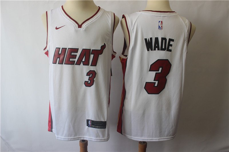 Men's Miami Heat Dwyane Wade White Basketball Jersey Embroidered