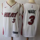 Men's Miami Heat Dwyane Wade White Basketball Jersey Embroidered