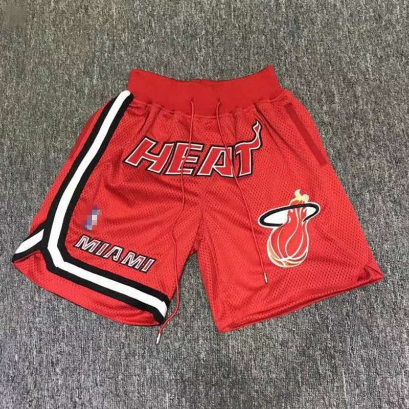 Men's Miami Heat Red Throwback Basketball Shorts Embroidered