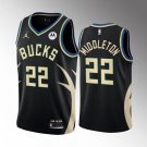 Men's Milwaukee Bucks #22 Khris Middleton 202223 Black Statement Edition Stitched Jersey