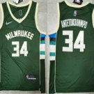 Men's Milwaukee Bucks #34 Giannis Antetokounmpo 75th Anniversary Diamond Green 2021 Stitched Jersey