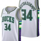 Men's Milwaukee Bucks #34 Giannis Antetokounmpo 75th Anniversary Diamond White 2021 Stitched Jersey
