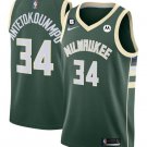 Men's Milwaukee Bucks #34 Giannis Antetokounmpo Green With No.6 Patch Stitched Jersey