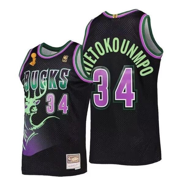 Men's Milwaukee Bucks #34 Ray Allen Black Finals Champions Stitched Jersey