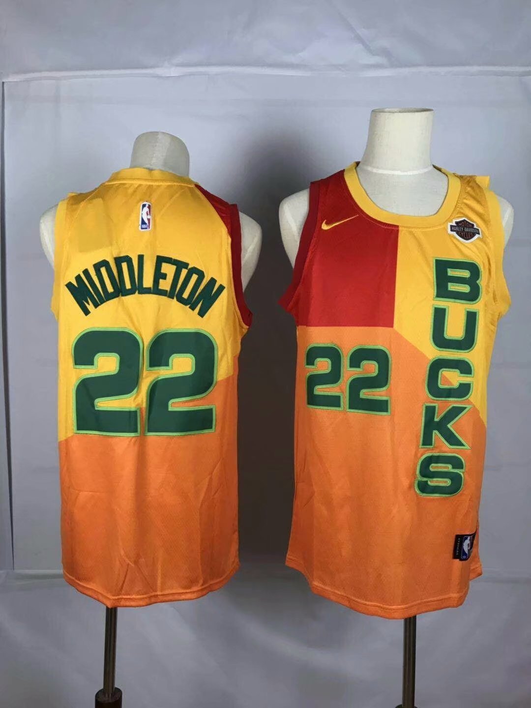 Men's Milwaukee Bucks Khris Middleton Yellow City Edition Basketball Jersey Embroidered
