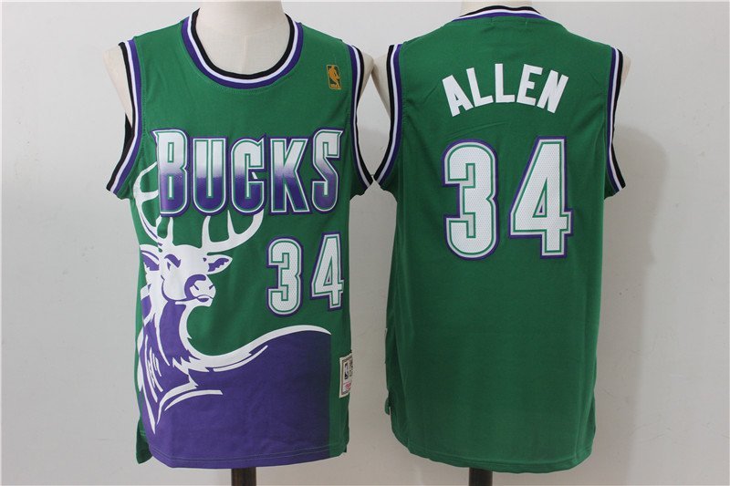 Men's Milwaukee Bucks Ray Allen Green Throwback Basketball Jersey Embroidered