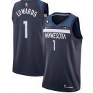 Men's Minnesota Timberwolves #1 Anthony Edwards Navy Icon Edition With NO.6 Patch Stitched Jersey