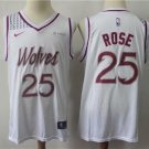 Men's Minnesota Timberwolves Derrick Rose Basketball Jersey White Earned Edition Embroidered