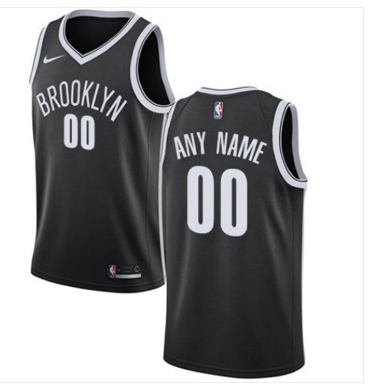 Men's Nets Personalized Custom Black Icon Edition Jersey