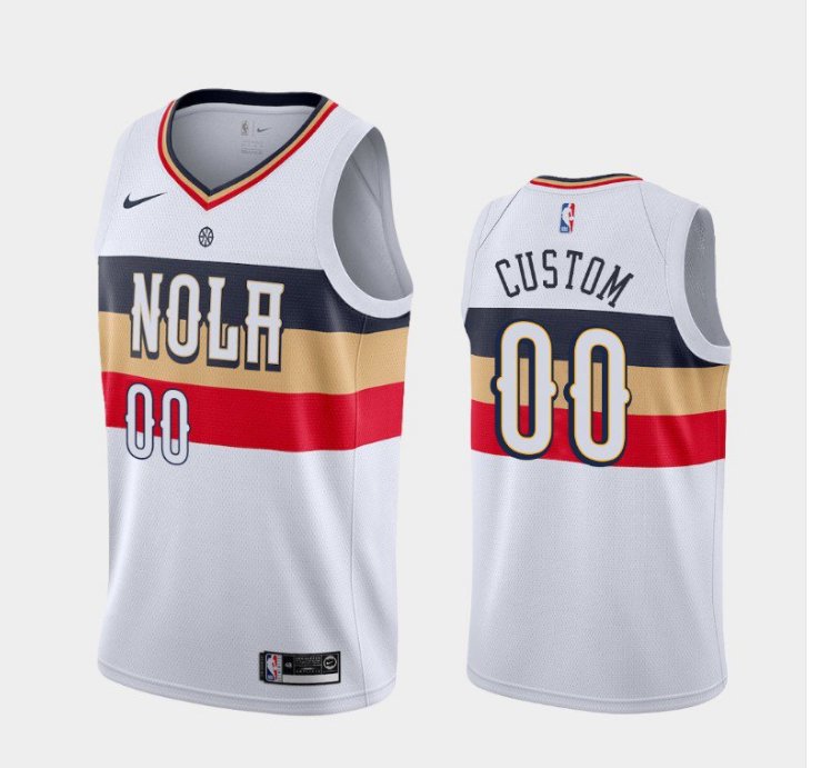 Men's New Orleans Pelicans #00 Custom Earned Jersey white
