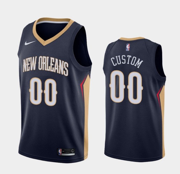 Men's New Orleans Pelicans #00 Custom Icon Jersey Navy blue