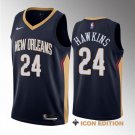 Men's New Orleans Pelicans #24 Jordan Hawkins Navy 2023 Draft Icon Edition Stitched Jersey