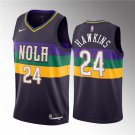 Men's New Orleans Pelicans #24 Jordan Hawkins Purple 2023 Draft City Edition Stitched Jersey
