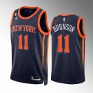 Men's New Yok Knicks #11 Jalen Brunson Navy Statement Edition With NO.6 Patch Stitched Jersey