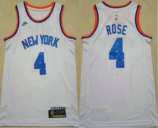 Men's New York Knicks #4 Derrick Rose White 2021 Swingman Stitched Jersey