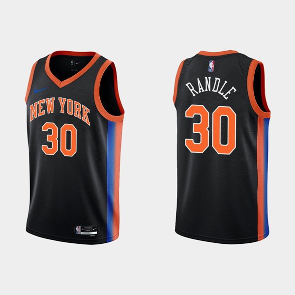 Men's New York Knicks #30 Julius Randle Black City Edition Stitched Jersey