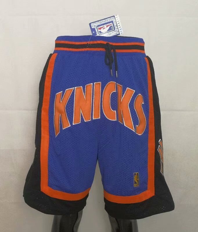 Men's New York Knicks JUST DON Blue Vintage Basketball Shorts Stitched