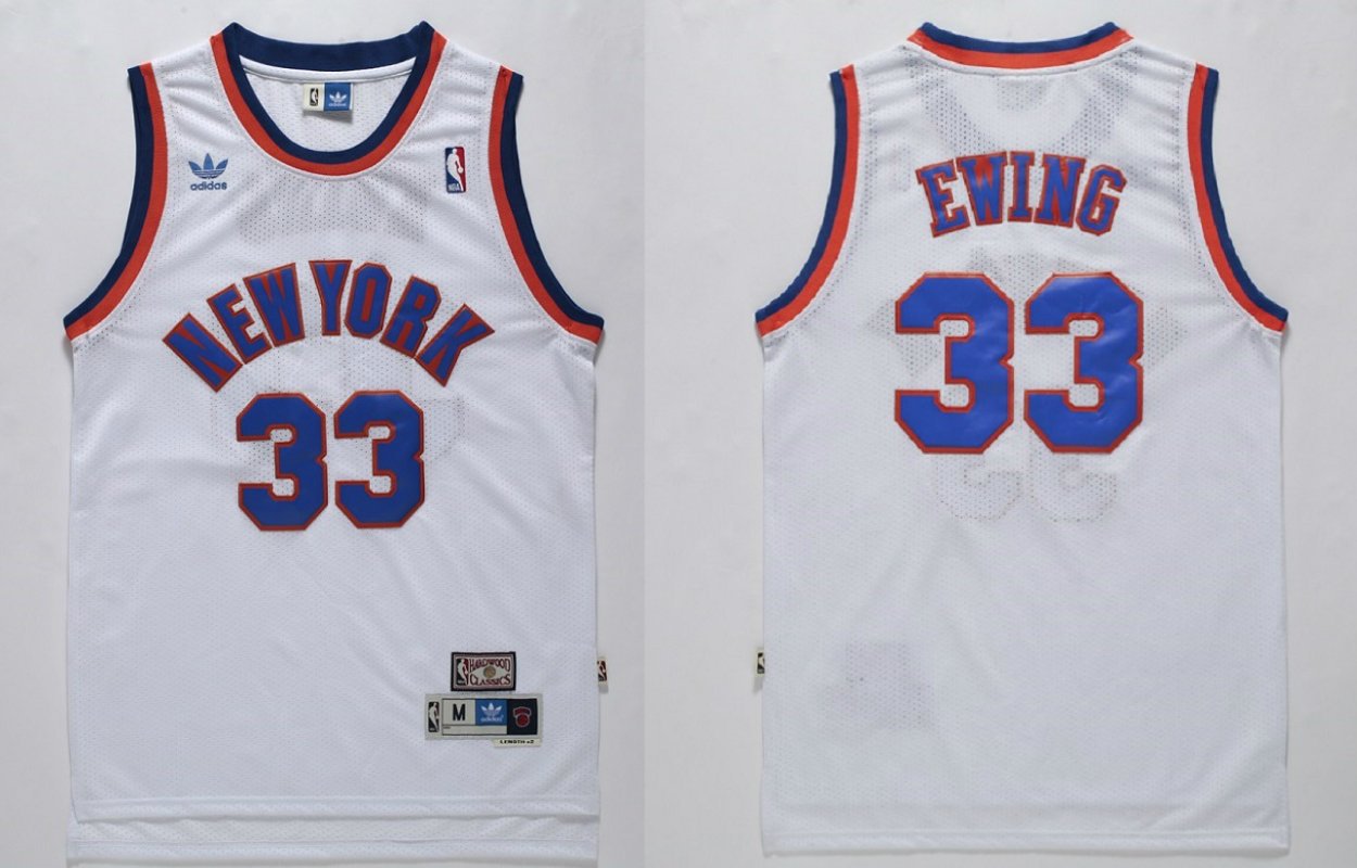 Men's New York Knicks Patrick Ewing White Throwback Basketball Jersey Embroidered