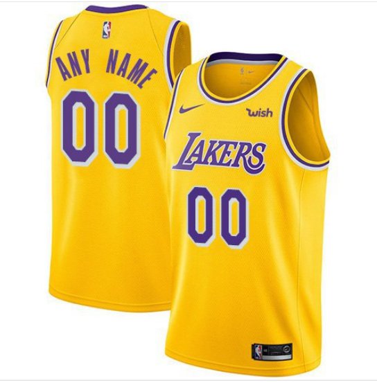 Men's Nike Lakers Personalized Custom Gold Icon Edition Jersey new