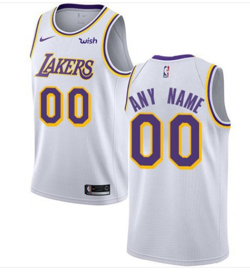 Men's Nike Lakers Personalized Custom White Association Edition jersey new