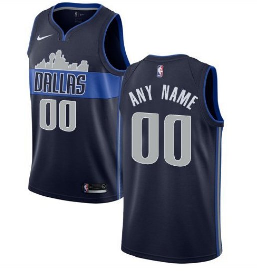 Men's Nike Mavericks Personalized Custom Navy Blue Statement Edition jersey