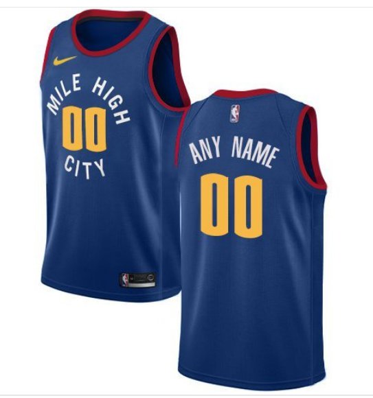 Men's Nike Nuggets Personalized Custom Blue Alternate Statement jersey