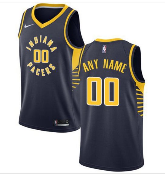 Men's Nike Pacers Personalized Custom Navy Blue Icon Edition Jersey