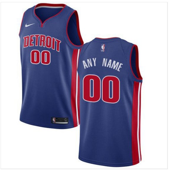 Men's Nike Pistons Personalized Custom Royal Blue Icon Edition jersey